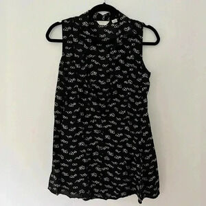 Black and white sunglasses pattern blouse/mini dress